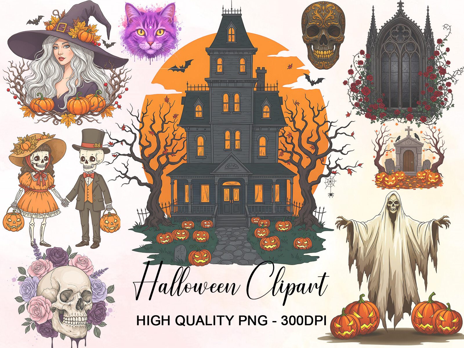 Spooky Bat, Pumpkin Halloween Clipart Graphic by DegitalxDesign ...