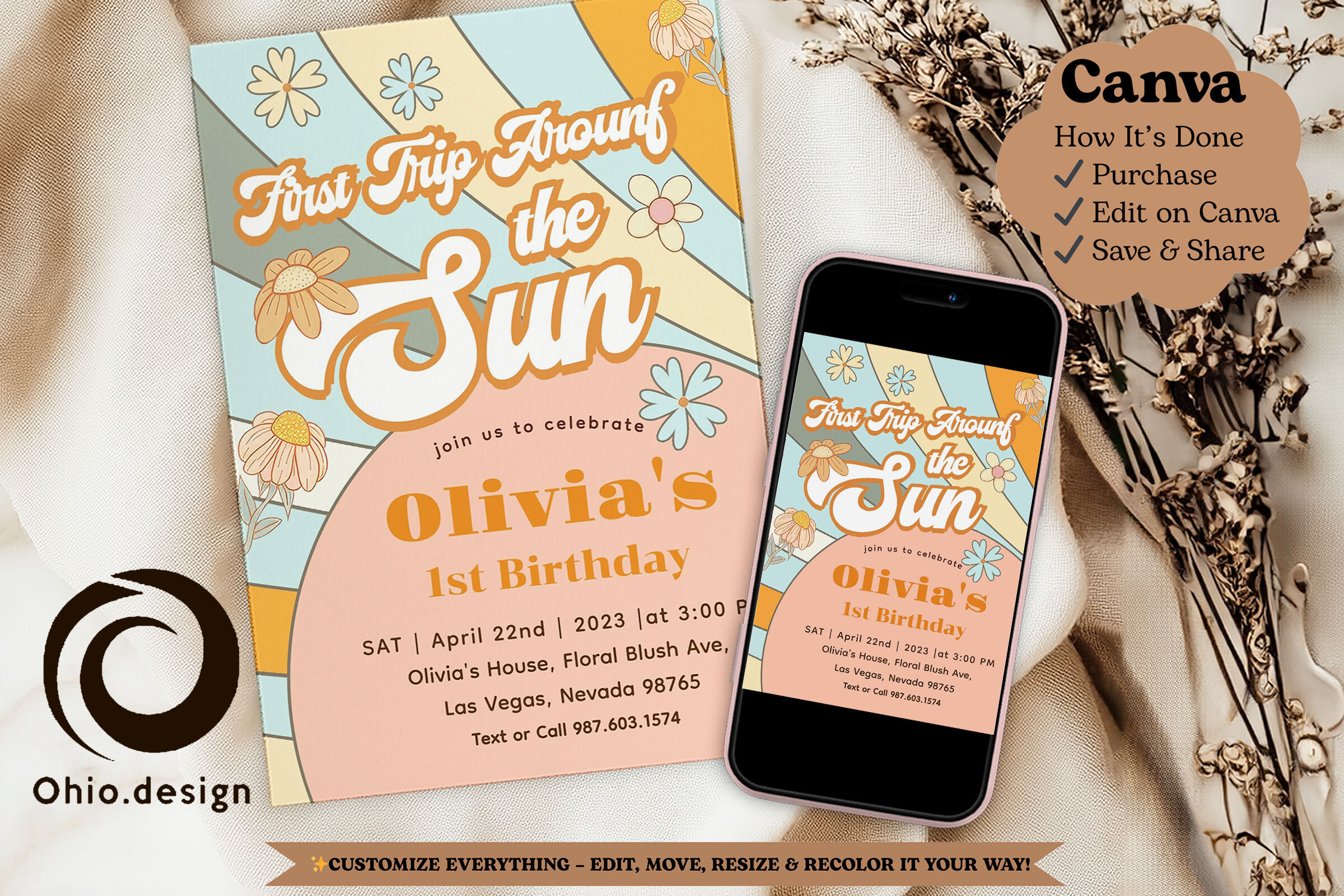 Sunshine 1st Trip Around the Sun Invite