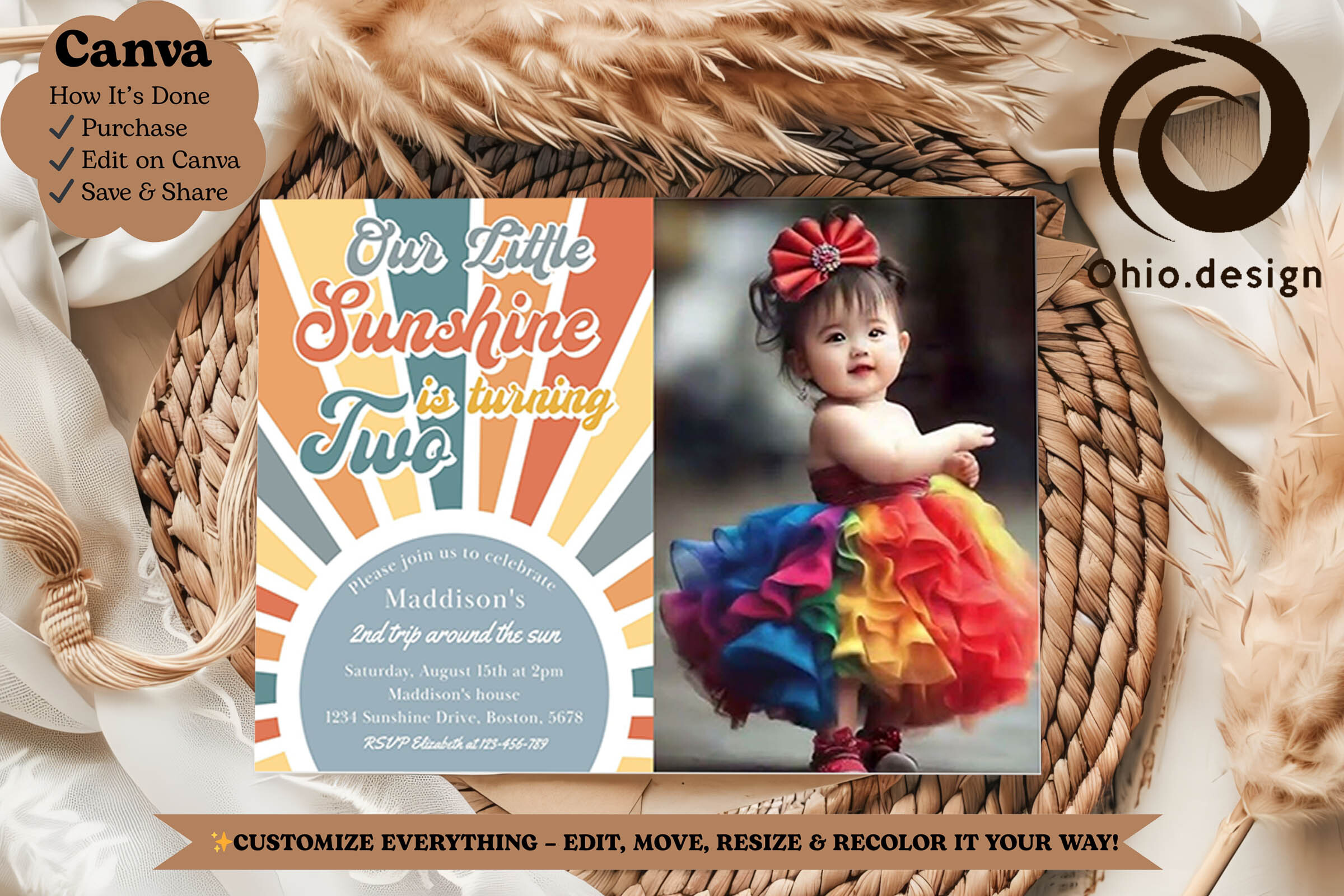 Sunshine's Second Birthday Photo Invite