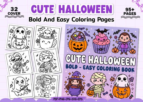 Bold Easy Cute Halloween Coloring Pages