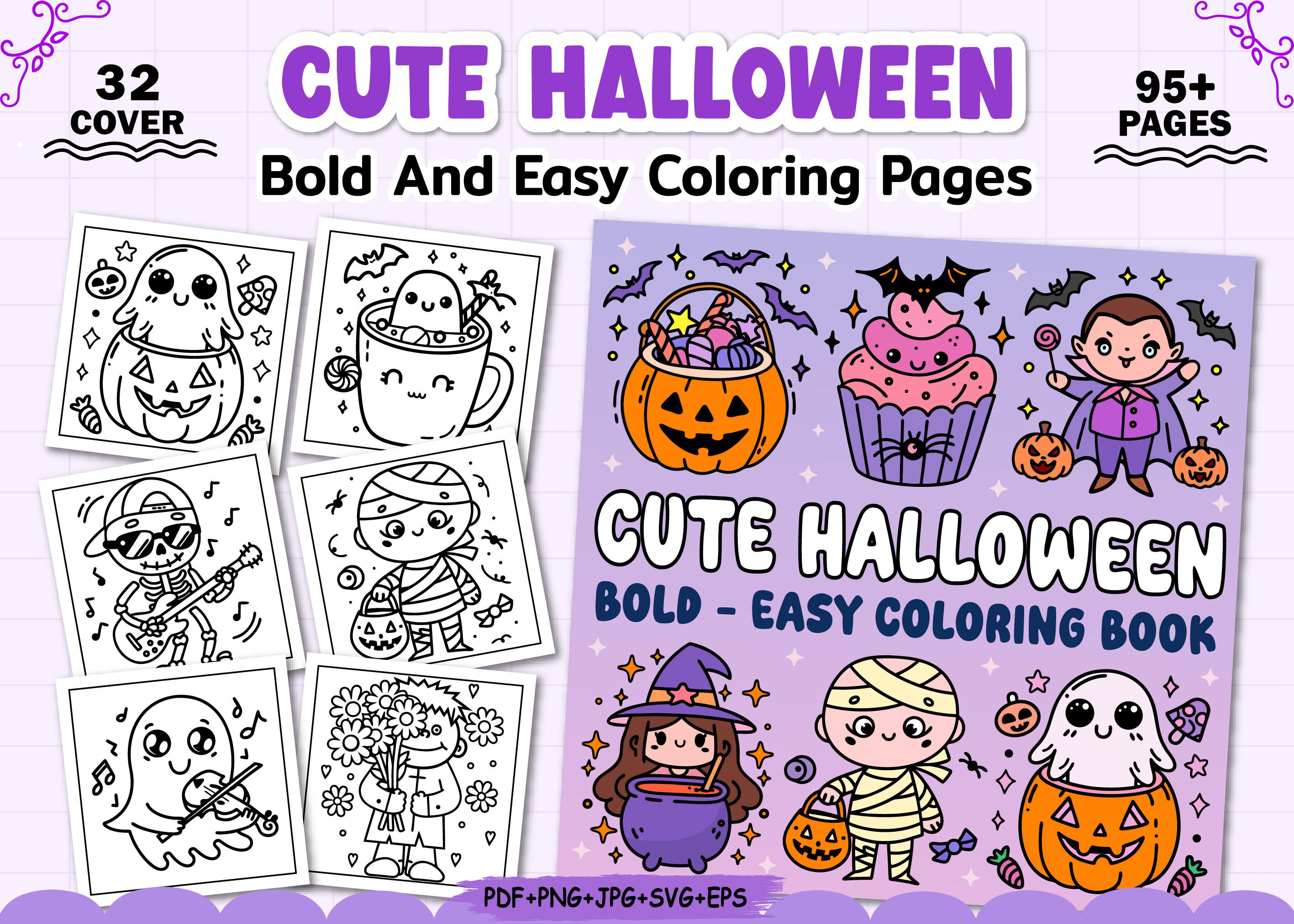 Bold Easy Cute Halloween Coloring Pages