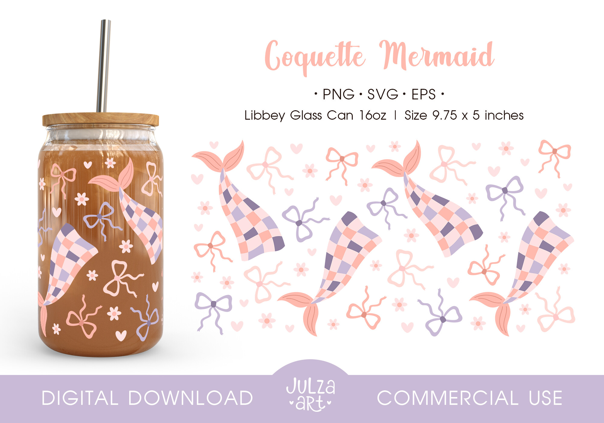 Coquette Mermaid Glass Can Wrap SVG PNG Graphic by JulzaArt · Creative ...