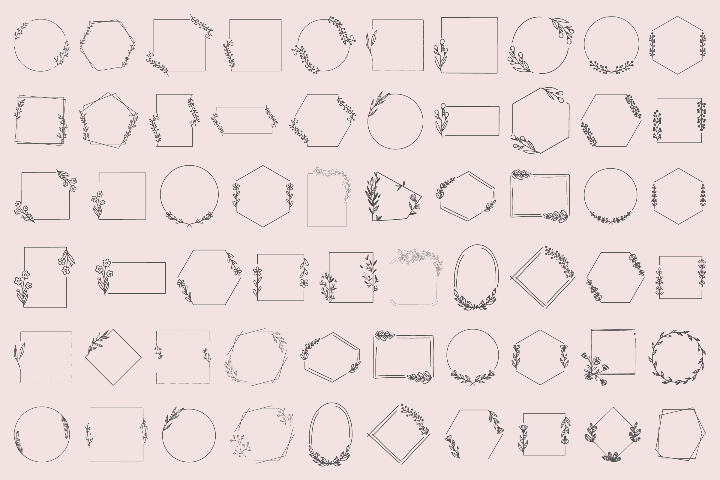 Floral Geometric Frame Clipart