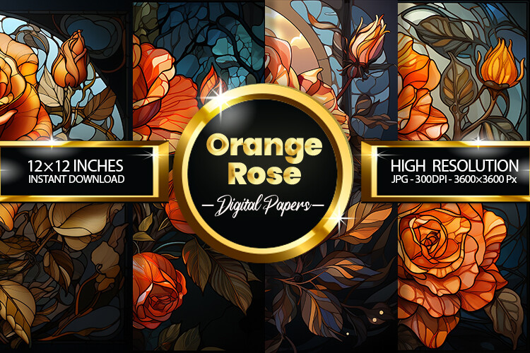 Orange Rose Digital Papers Graphic by Hurairagraphics · Creative Fabrica