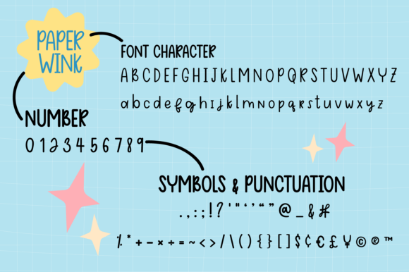 Paper Wink Font PNG with transparent background - Preview 1