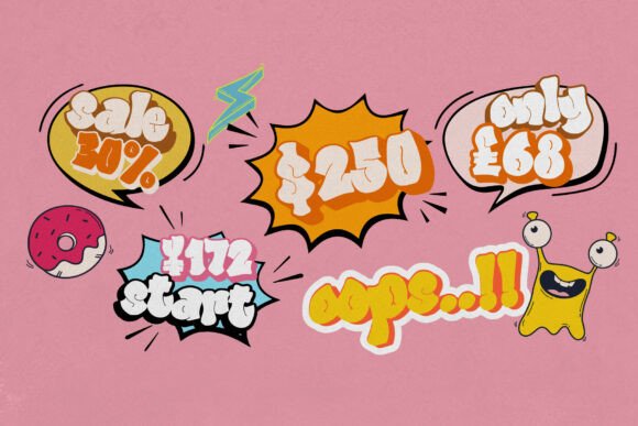Party Pop Font PNG with transparent background - Preview 1