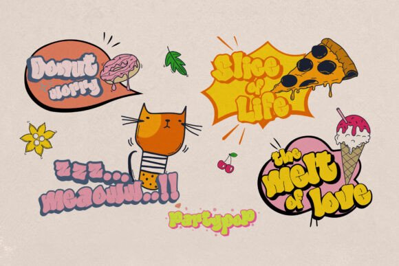 Party Pop Font PNG with transparent background - Preview 2