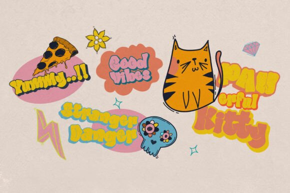Party Pop Font PNG with transparent background - Preview 3