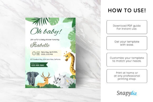 Safari Baby Shower Invitation Template