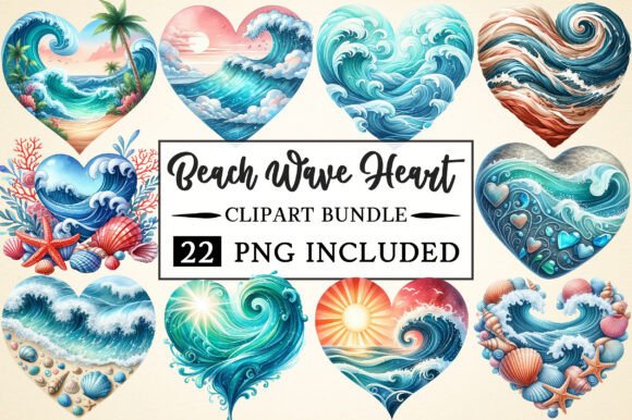 Summer Beach Wave Heart Clipart Graphic by Artistic.Visions · Creative ...