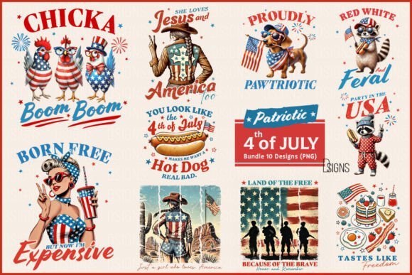 4th of July USA Patriotic Bundle Png Grafik T-shirt Designs Von DSIGNS