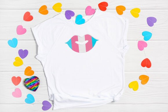 5-Color Striped Flag Lips Embroidery