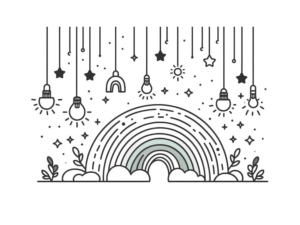 Abstract Dreamy Rainbow with Hanging Lig Graphic by LINEART3 · Creative ...