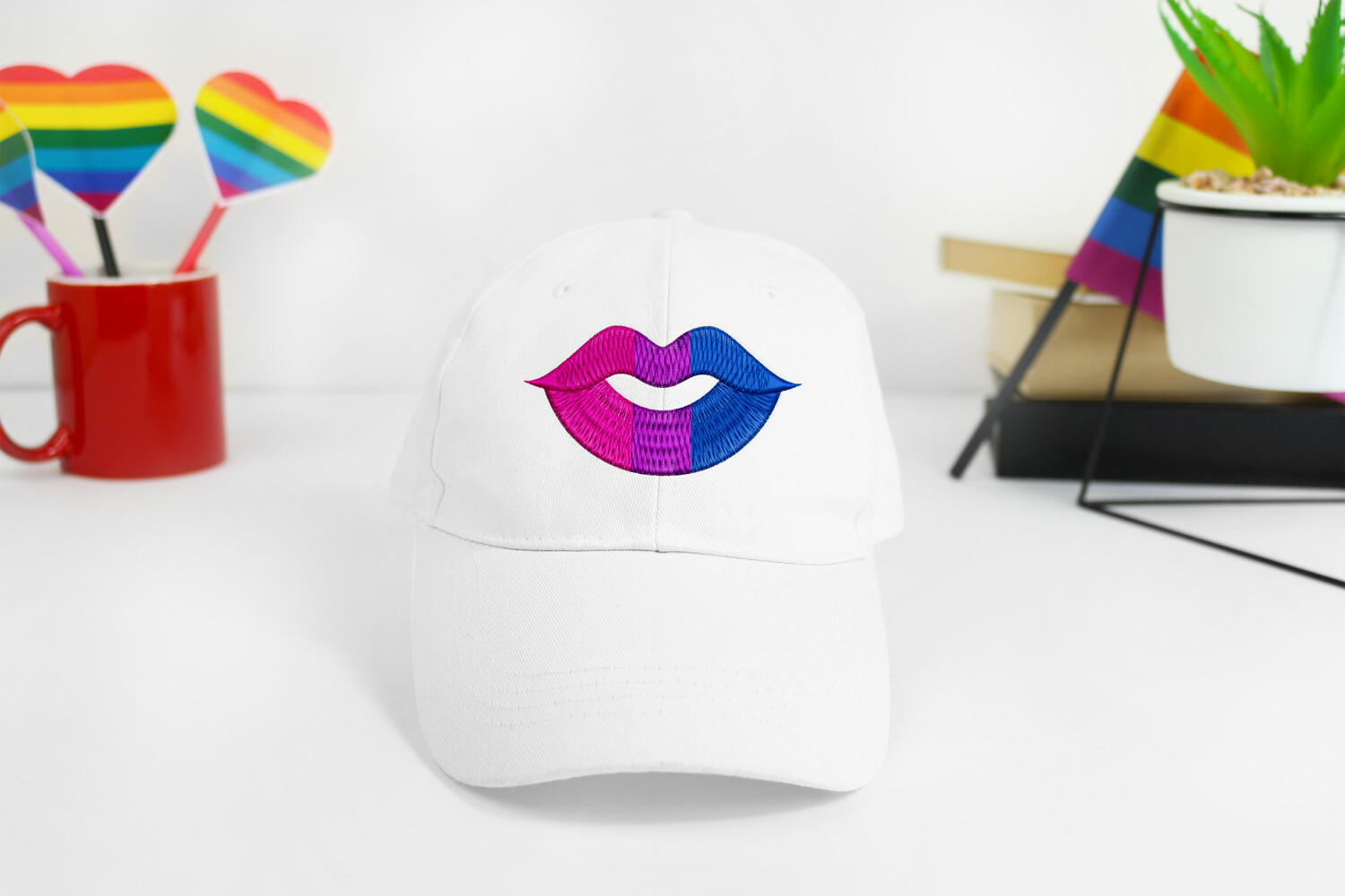 Bisexual Pride Flag Lips Embroidery