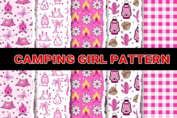 Camping Girl Digital Patterns Papers