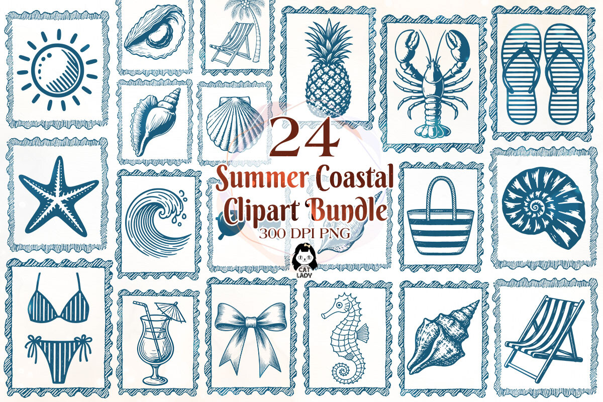 Summer Coastal Sublimation Clipart Graphic by Cat Lady · Creative Fabrica
