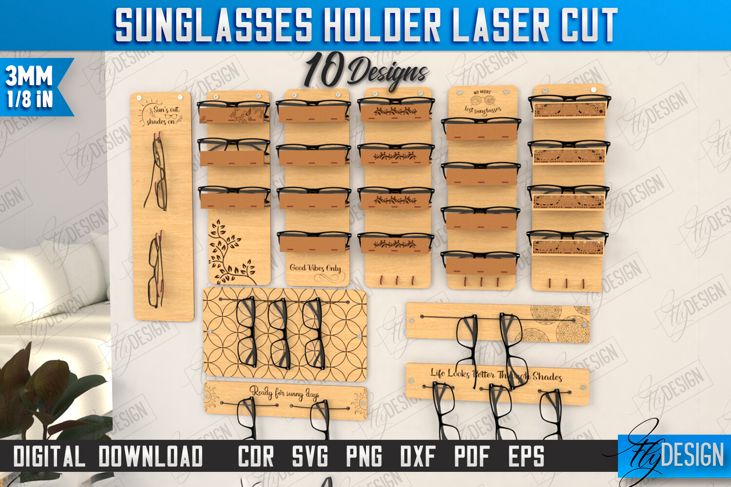 3D Glasses Holders Laser Cut Bundle (Set 2)