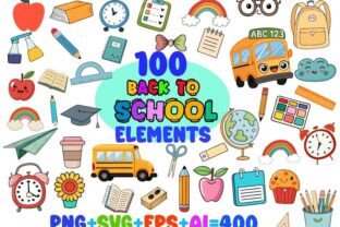 Back to School Elements Clipart Bundle Graphic by fatimaakhter01936 ...