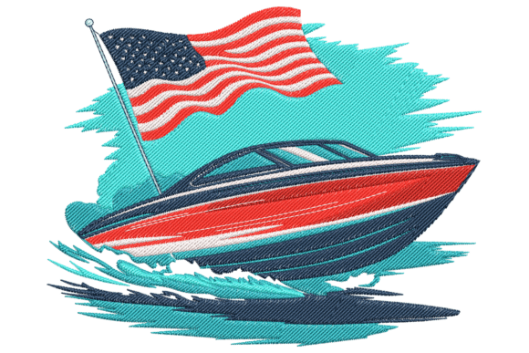 Boat with American Flag