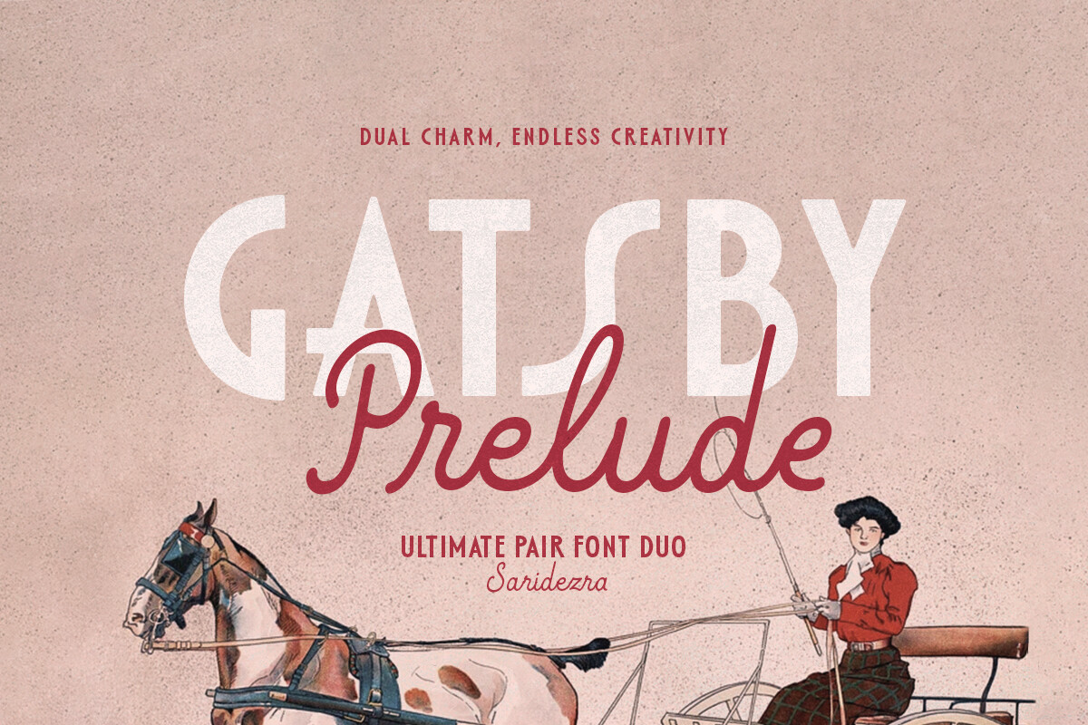 Gatsby Prelude preview — art deco font duo with monospaced script