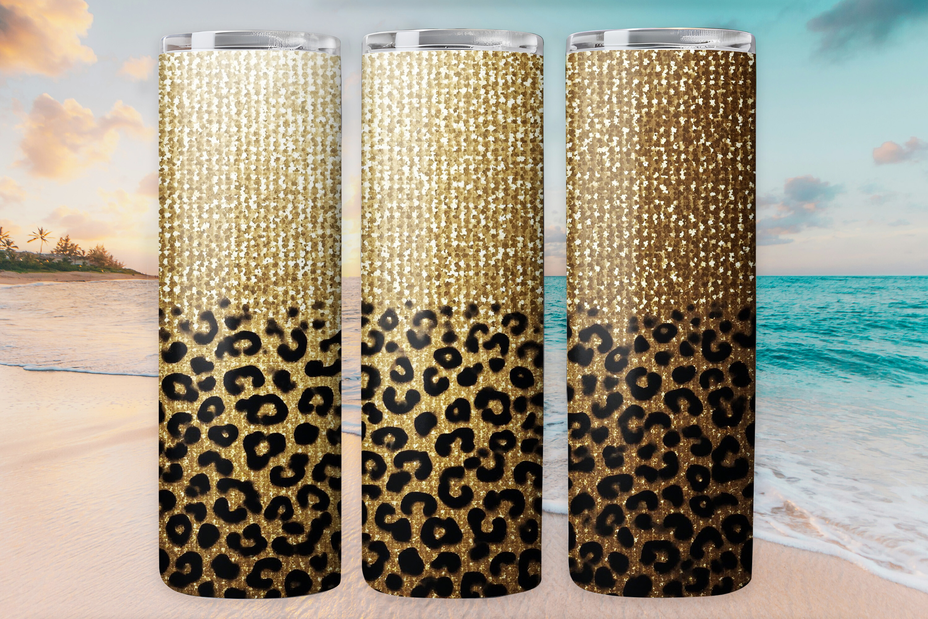 Gold Leopard Glitter Tumbler Wrap 20oz Graphic by Dream Studio MAX ...
