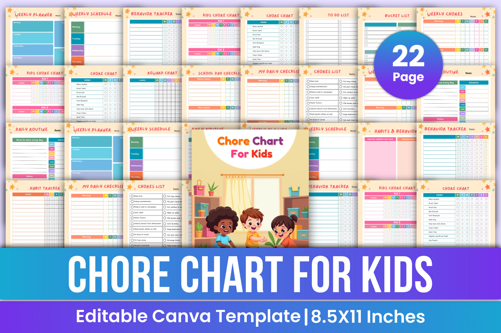 Kids Chore Chart Canva Template Graphic by Mustafiz · Creative Fabrica
