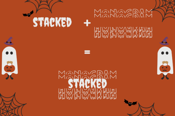 Novox Ghost Stacked Monogram Font PNG with transparent background - Preview 2