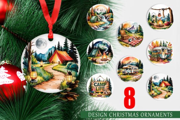 Ornament Vintage Camping Vibes Graphic Crafts By Artnoy