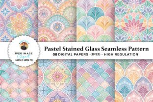 Pastel Stained Glass Seamless Pattern Graphic by sagorarts · Creative ...