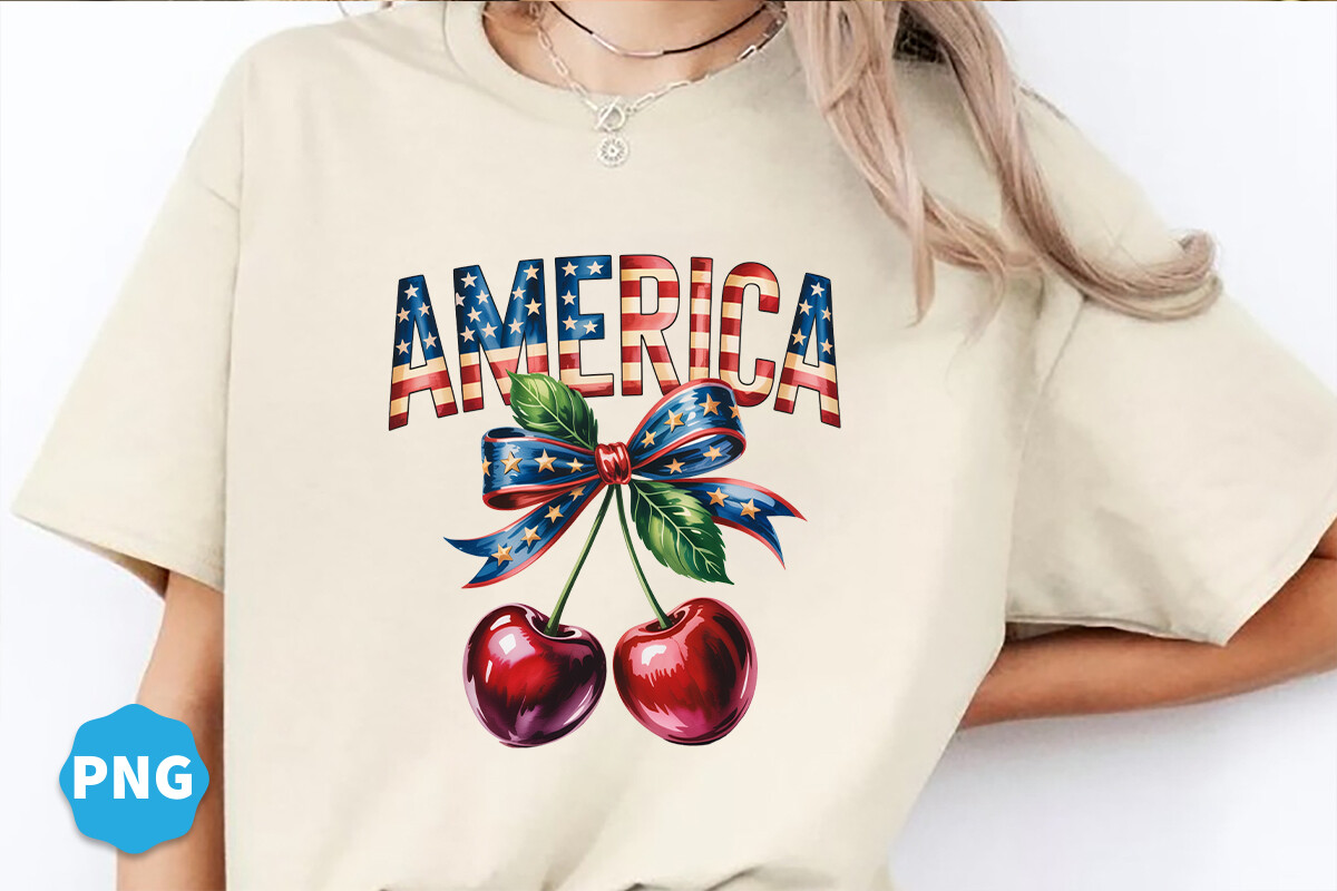 4th of July America Coquette Cherry Png Graphic by SADY DESIGN ...
