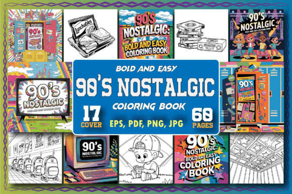 90’s Nostalgic Bold & Easy Coloring Book