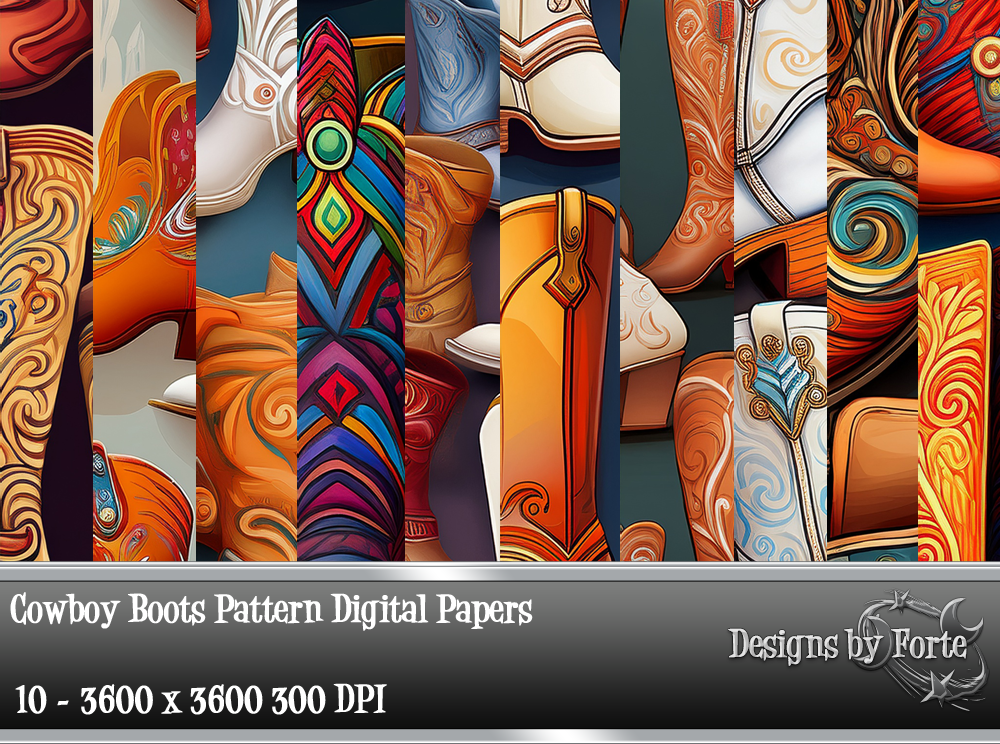 Cowboy Boots Pattern Digital Papers Graphic by Heidi Vargas-Smith ...