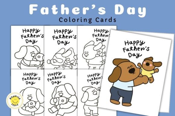 Father's Day Coloring Card Dog Puppy