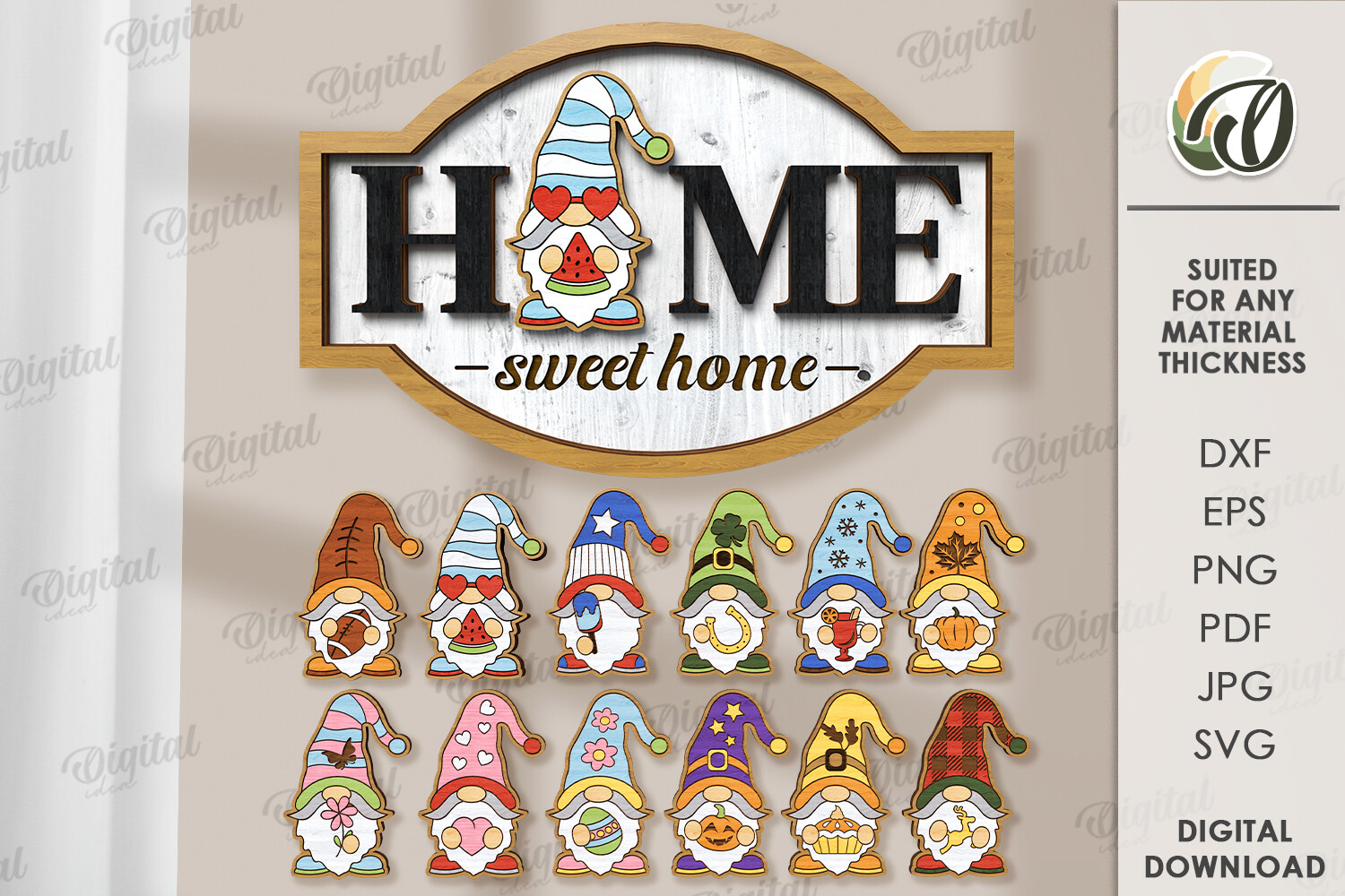 Interchangeable Home Signs Laser Cut preview, modular sign with swappable seasonal inserts