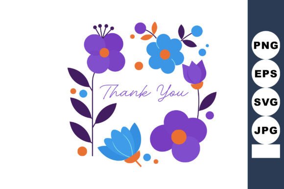 Purple and Blue Floral Thank You Card Wi