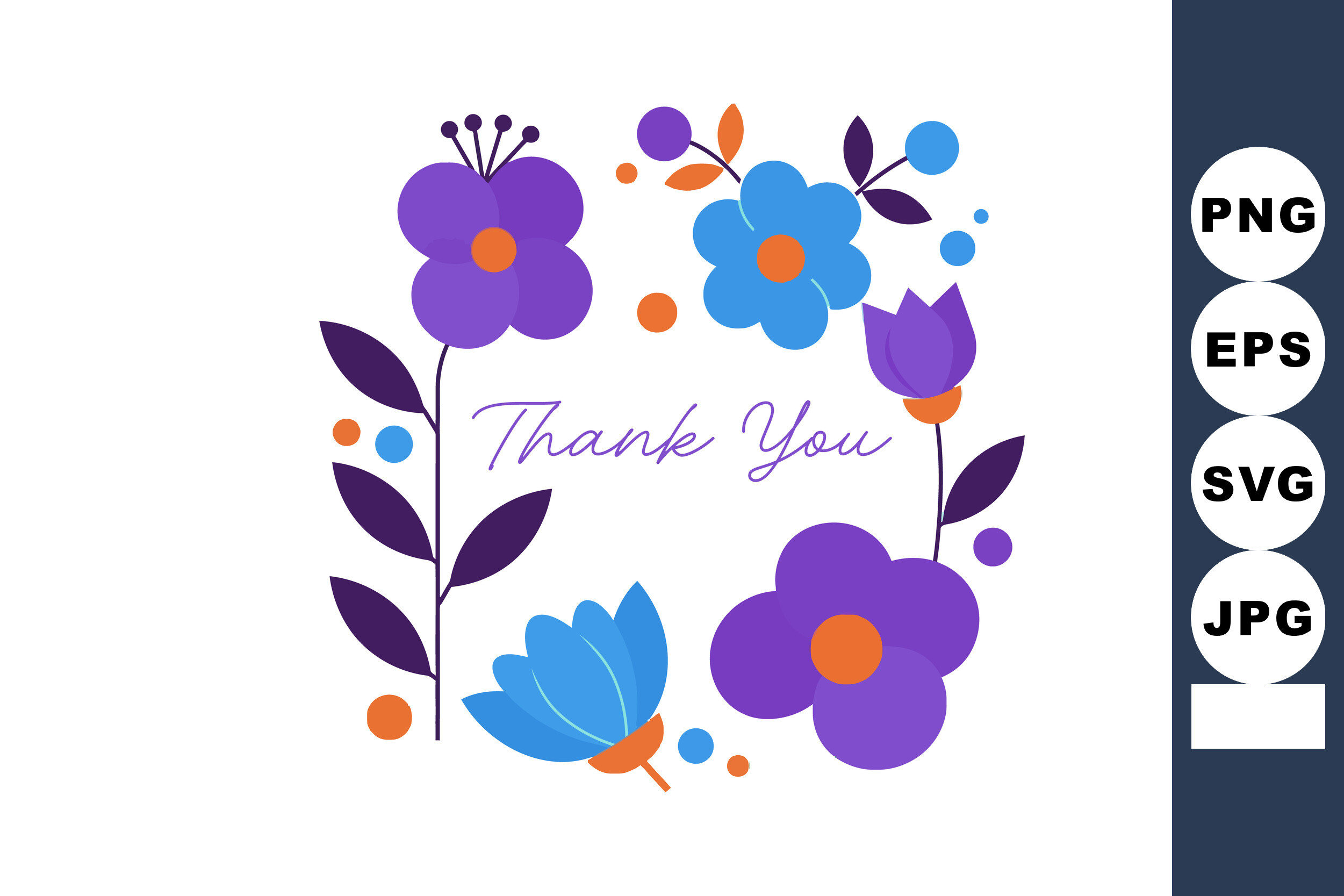 Purple and Blue Floral Thank You Card Wi
