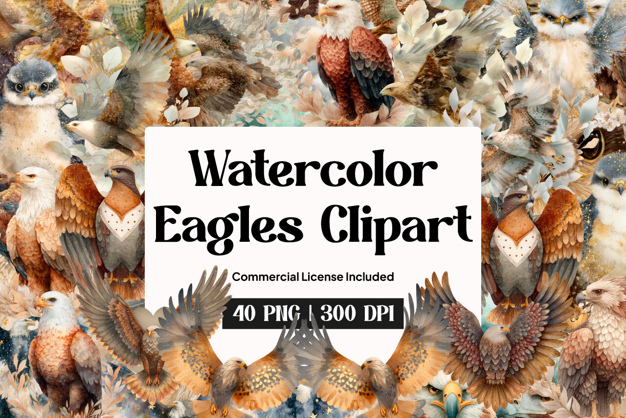 Watercolor Eagles Clipart Graphic by inpixell.studio · Creative Fabrica