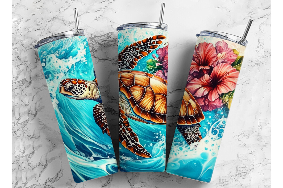 Sea Turtle in Colors E4813a F6b25d 8e391 Graphic by FreeSublimations ...