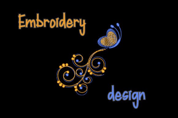 Butterfly Embroidery Design Swirls