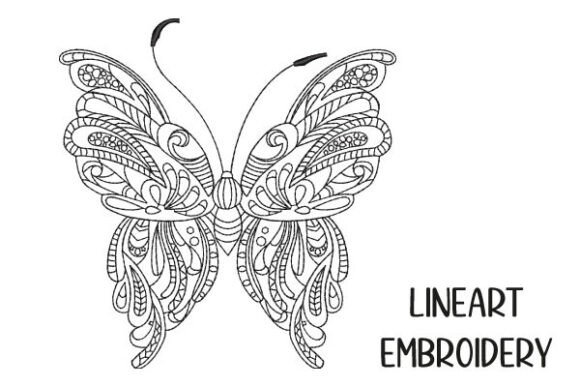 Butterfly Mandala Line Art Embroidery