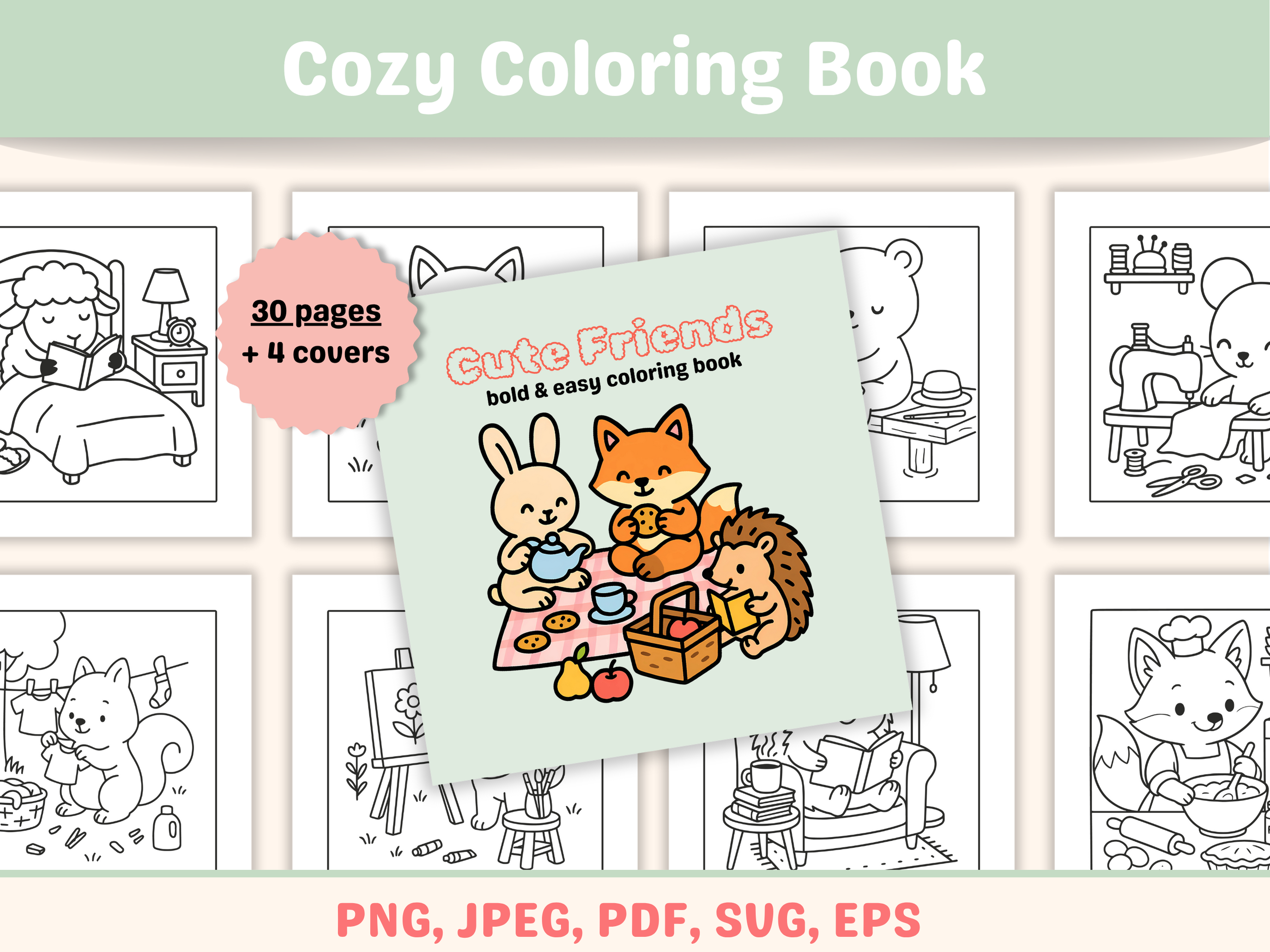 Cute Bold and Easy Animal Coloring Book