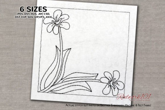 Exquisite Freesia Floral Redwork Design