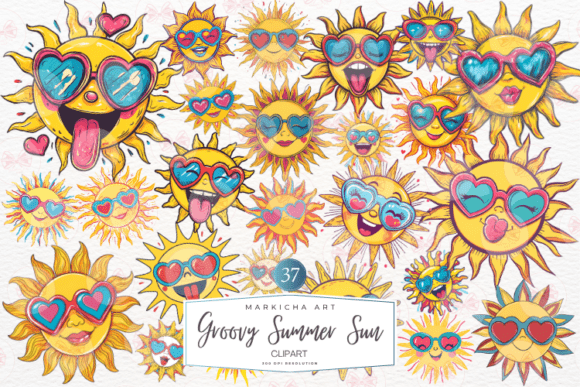 Groovy Cute Summer Sun Clipart Graphic by Markicha Art · Creative Fabrica