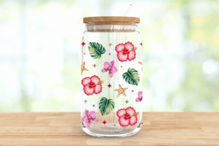 Summer Flowers Glass Can Wrap 16oz Png Graphic by Cutie Kate Studio ...