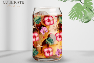 Summer Flowers Glass Can Wrap 16oz Png Graphic by Cutie Kate Studio ...