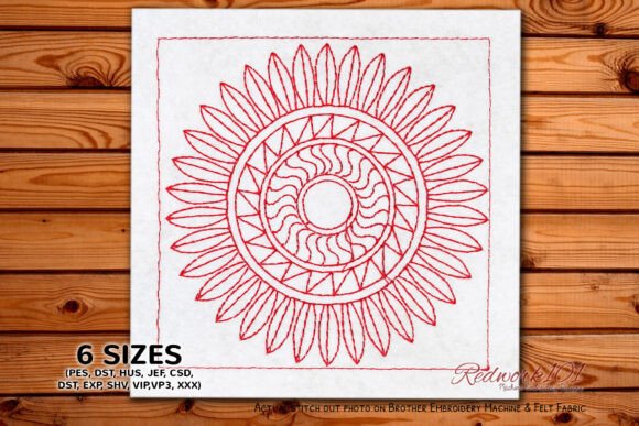 Sweet Floral Abstract Mandala Redwork