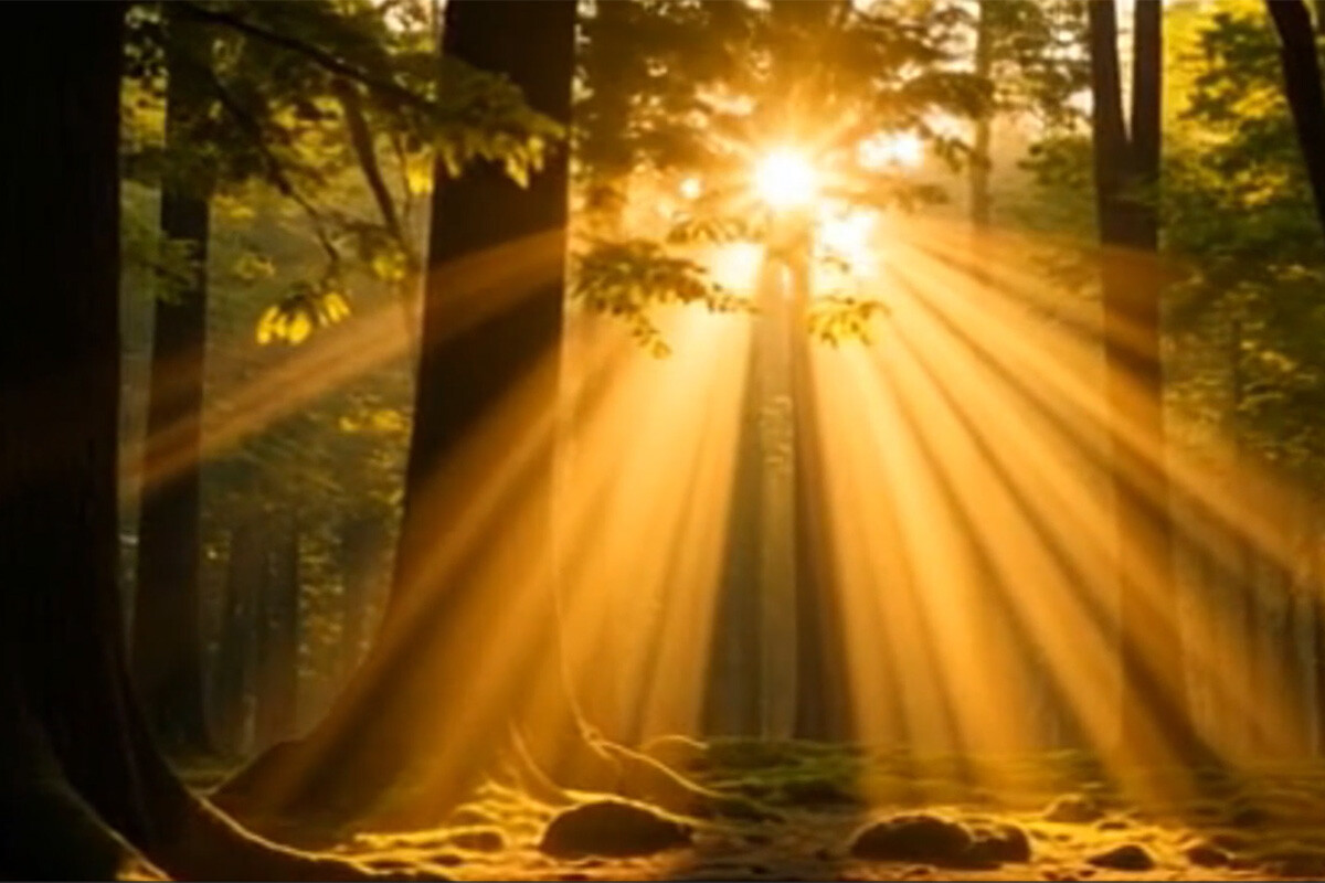Sunlight Filtering Through Tall Trees Nature B-Roll