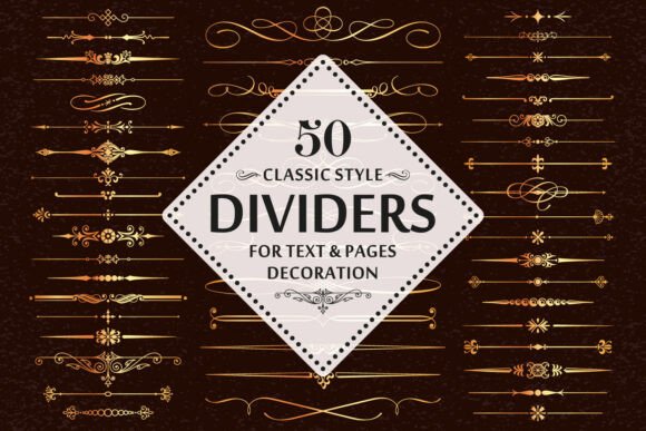 50 Vector Dividers, Dashes, Arrows Set