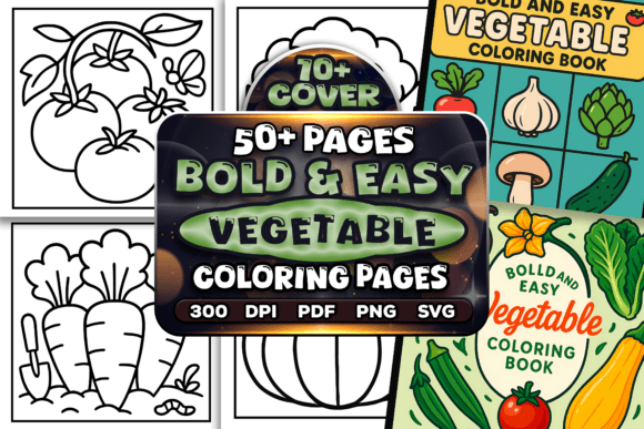 Bold Easy Vegetable Coloring Pages