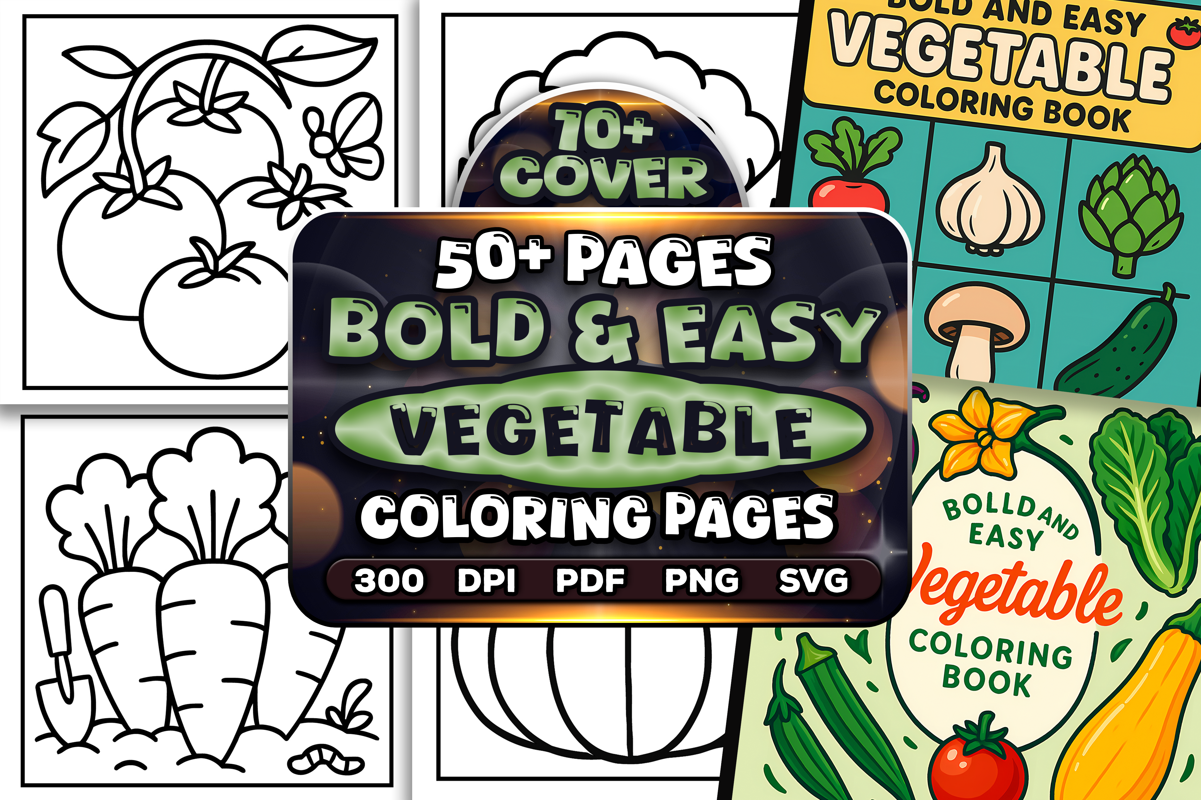 Bold Easy Vegetable Coloring Pages